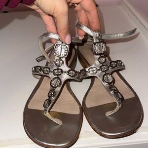 BrunoMagli Silver Embellished Sandals